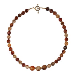 Ajd 19 Inch Spiderweb Jasper Multi Tone Necklace For Sale