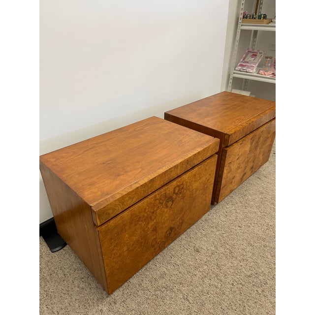 1970s Vintage Mid Century Modern Olive Burl End Table Set by Milo Baughman for Lane For Sale In Seattle - Image 6 of 12