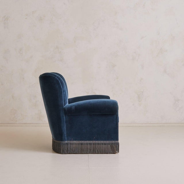 Danish Lounge Chair with Original Upholstery + Fringe, 1960s - 2 Available For Sale - Image 4 of 11