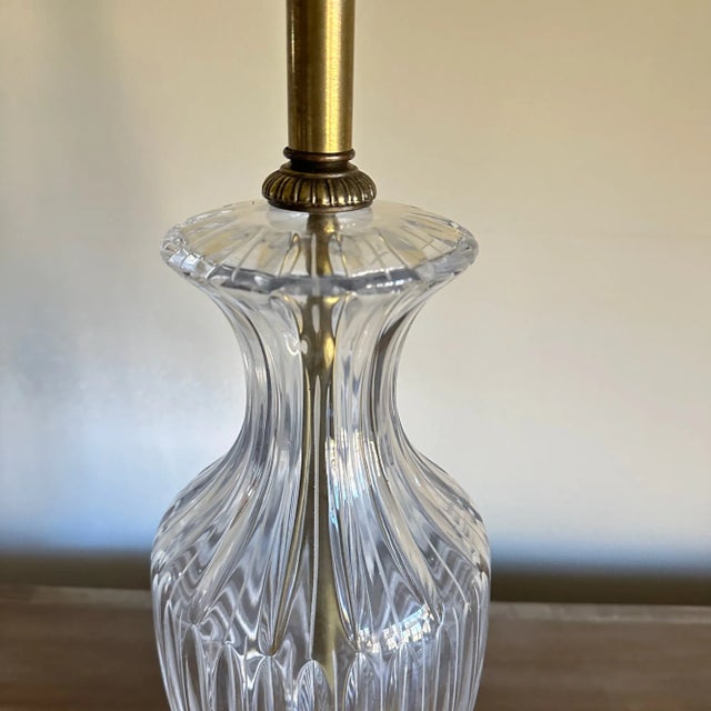 Traditional Vintage 1970's Frederick Cooper Cut Crystal and Brass Table Lamp For Sale - Image 3 of 8