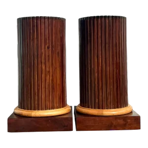 Vintage Boho Fluted Column Pedestals - a Pair