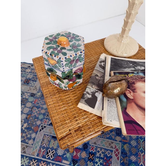 Mid-Century Art Deco Italian Bamboo and Rattan Wicker Coffee Table For Sale - Image 4 of 18