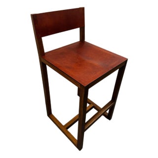 BDDW Original | Wood and Leather Guest Stool by Tyler Hays For Sale