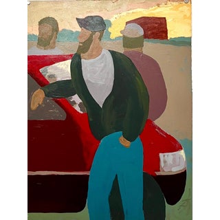 Edward Avedisian, Large Hudson River Figurative Modernist Landscape Oil Painting Edward Avedisian For Sale