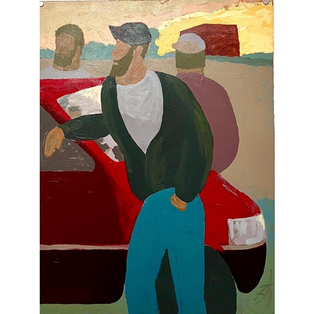 Edward Avedisian, Large Hudson River Figurative Modernist Landscape Oil Painting Edward Avedisian For Sale