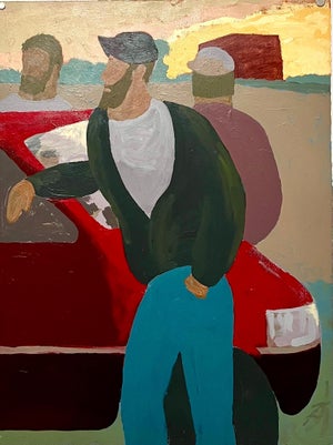 Edward Avedisian, Large Hudson River Figurative Modernist Landscape Oil Painting Edward Avedisian