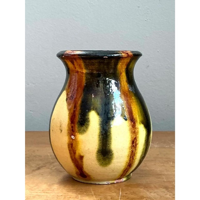 Vintage Drip Glaze Ceramic Vase For Sale In West Palm - Image 6 of 12