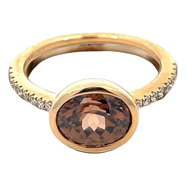 Natural Zircon Diamond Ring Size 6.5 14k Y Gold 3.52 TCW Certified For Sale