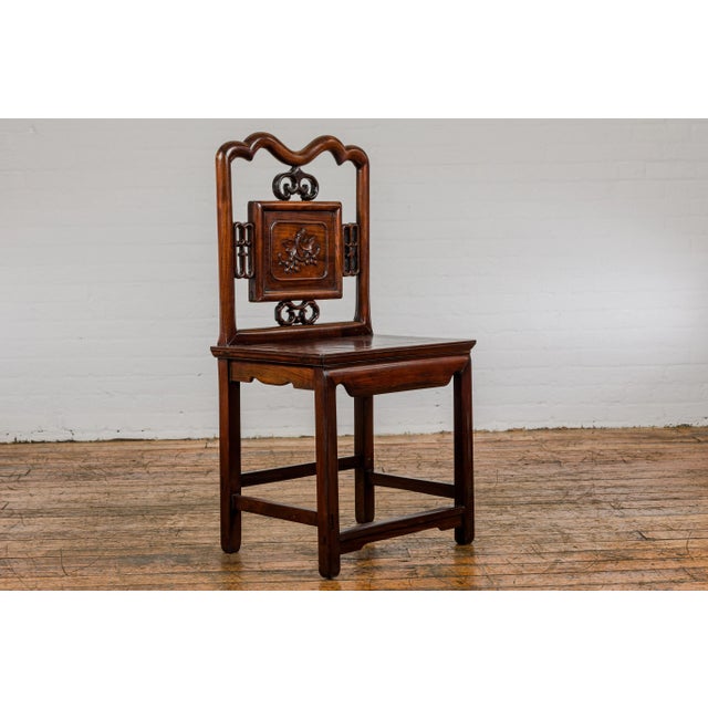 Qing Dynasty Period Rosewood Side Chair with Carved Splat and Grapevine Motif For Sale - Image 10 of 12