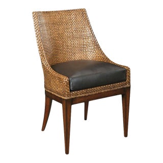 Woven Leather Chair in Brown For Sale