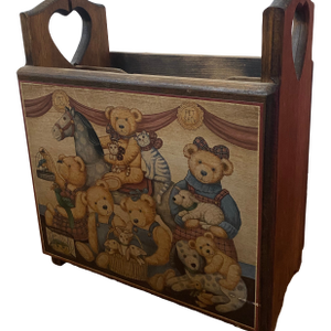 Antique/Vintage Book Caddy Stand Teddy Bear Farmhouse/Cottagecore Kids