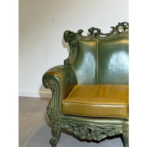 Rococo Sofa in Leather For Sale - Image 4 of 9
