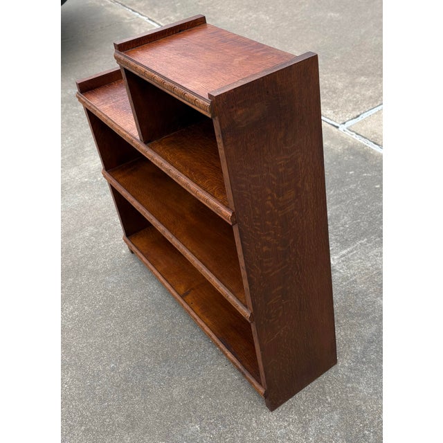 Art Deco Antique English Art Deco Open Step Bookcase For Sale - Image 3 of 9
