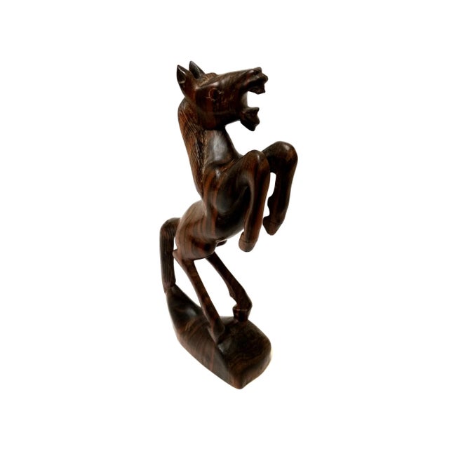 Vintage Mid-Century Hand Carved Wood Standing Wild Horse Figurine For Sale - Image 4 of 6