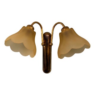 Vintage Italian Metal and Glass Wall Lamp, 1970s For Sale