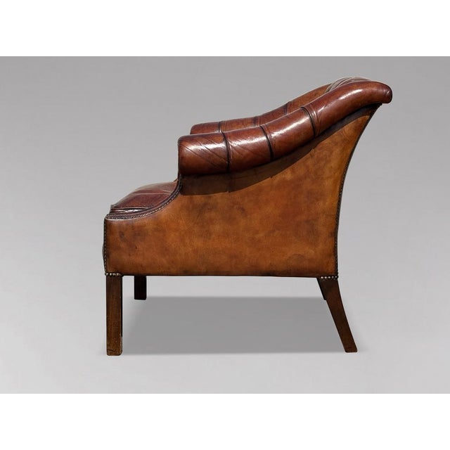 Antique Club Chair in Brown Leather, 1880 For Sale - Image 4 of 11