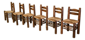 Chairs in Beech and Cane attributed to Charles Dudouyt, 1950s, Set of 6