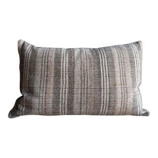 Vintage Turkish Hemp Rug Pillow 18" X 29" With Down Insert For Sale