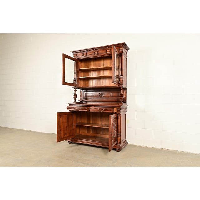 Antique French Renaissance Carved Walnut Sideboard or Bar Cabinet, Circa 1890s For Sale In South Bend - Image 6 of 18