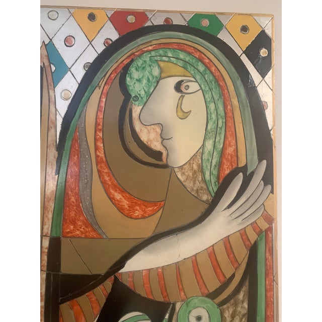 This painting features an image that resembles Picasso’s Cubist and figurative style. This is an original work of art...