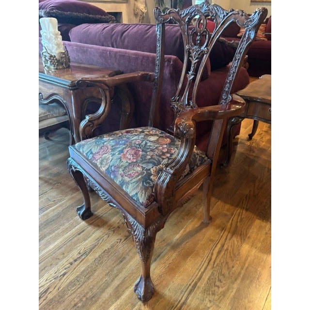Traditional Hand Carved Mahogany Chairs For Sale - Image 3 of 12