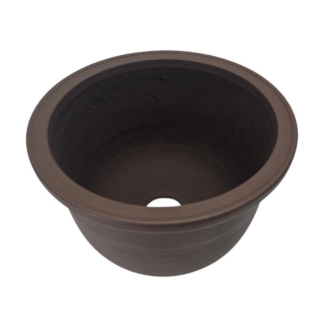 Late 20th Century Chinese Tokoname Yixing Clay Bonsai Pot Round Basin Planter 9" For Sale - Image 5 of 9