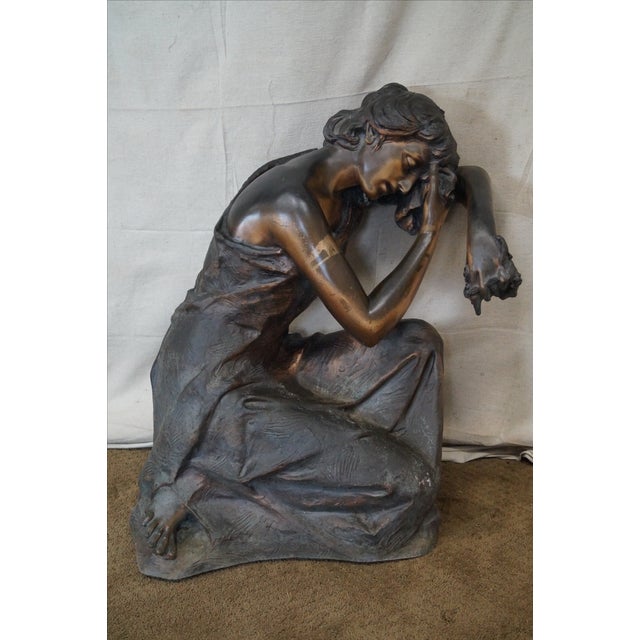 Antique Bronze Garden Statue of Weeping Woman Signed Chirico Chairish