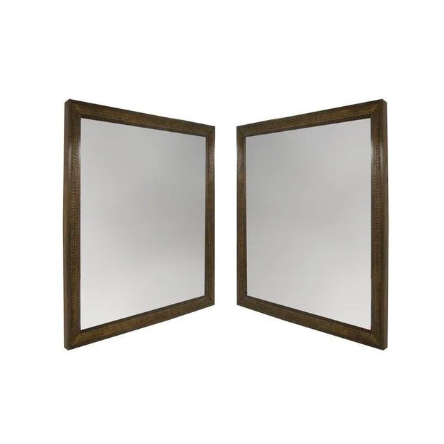 Rare set of matching mirrors designed by Edward Wormley for Dunbar, circa 1950s. Mahogany framing and caning fully...
