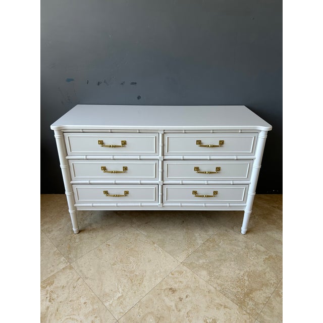 Henry Link 1970s Henry Link Bali Hai White Gloss Lowboy Dresser For Sale - Image 4 of 9