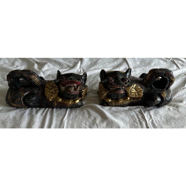 Wood Pair of 19th Century Decorative Lions, Each With Different Expressions For Sale - Image 7 of 7
