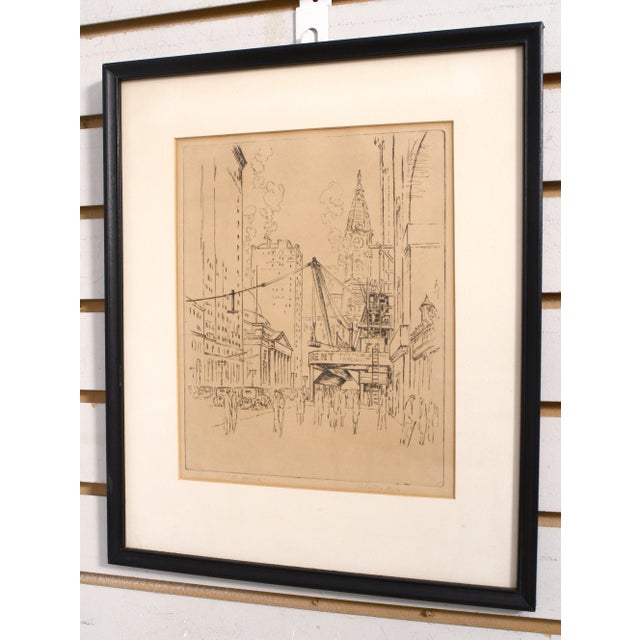Traditional Pair Salvatore Pinto Framed Matted & Signed City Etchings For Sale - Image 3 of 12