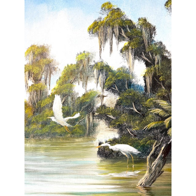 Joseph Gibbs Florida Highwaymen Wetland Heron Painting, Oil on Canvas, C. 1970s For Sale - Image 16 of 18