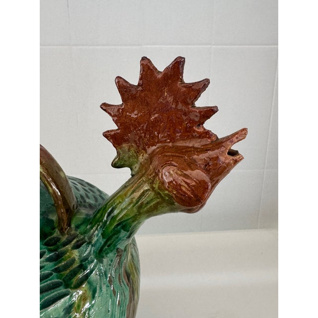 Rooster-Shaped Jug in Enameled Majolica Ceramic, 1960s For Sale - Image 10 of 16