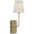 Thomas O'Brien for Visual Comfort Signature Hulton 17" Cordless Single Sconce in Hand-Rubbed Antique Brass with White Glass Shade For Sale