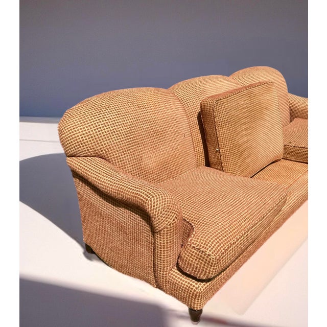 Brick Red Custom Upholstered Chesterfield Sofa With Goose Down Cushions For Sale - Image 8 of 10