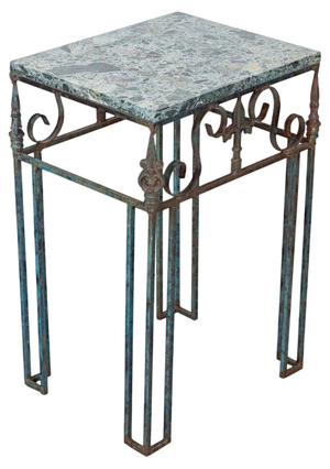 French Marble and Iron Side Table
