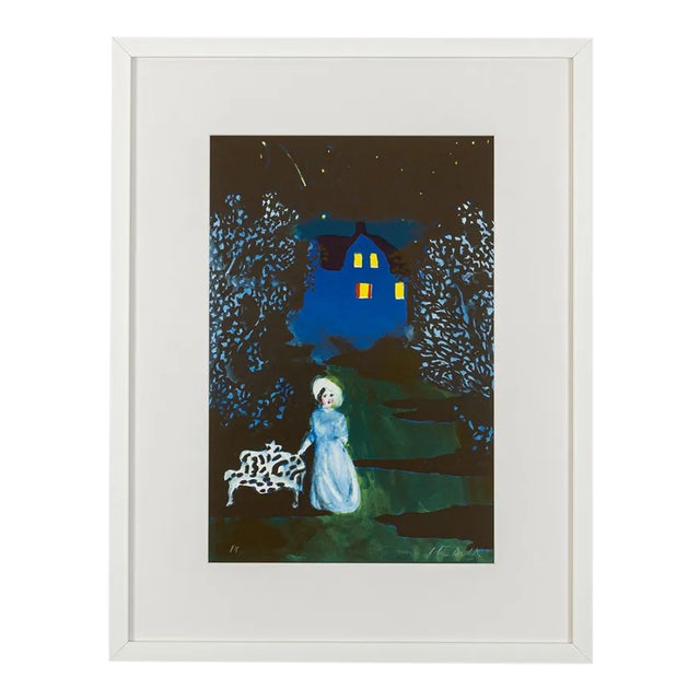 Peter Dahl, Lady at Night, Color Lithograph on Paper, Framed For Sale