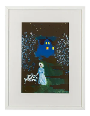 Peter Dahl, Lady at Night, Color Lithograph on Paper, Framed