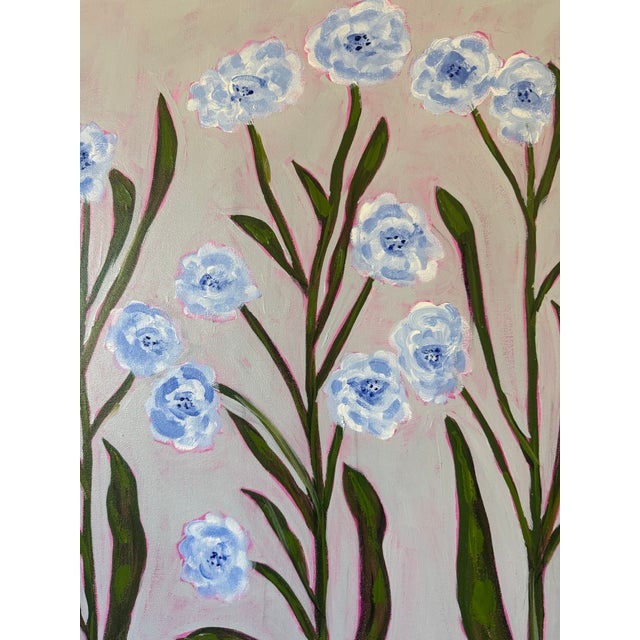Abstract Modern Abstract Folk Art Floral Acrylic Painting, “Morning Glory,” Framed, Signed, Dated For Sale - Image 3 of 7
