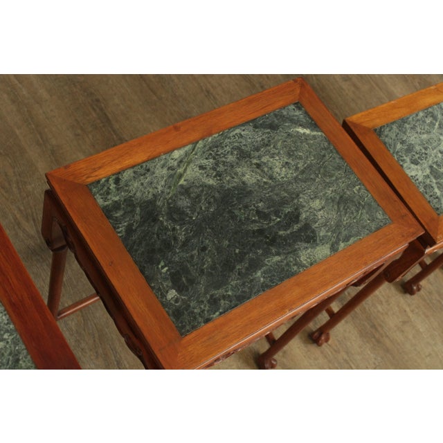 Vintage Chinese Hardwood Marble Top Nesting Tables - Set of 4 For Sale - Image 10 of 13