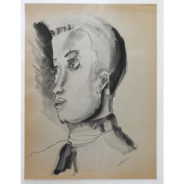 Mid-Century Modern Mid 20th Century Modernist Male Portrait Painting For Sale - Image 3 of 3