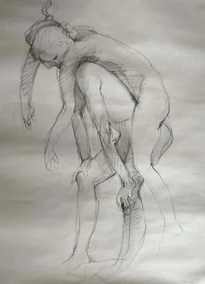 "She Ain't Heavy, She's My Lover" Contemporary Figurative Nude Drawing