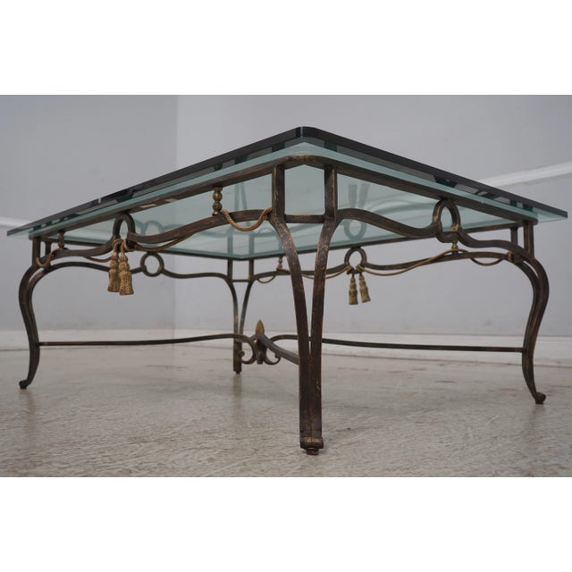 Regency Style Iron Base Tassel Design Coffee Table For Sale - Image 11 of 14