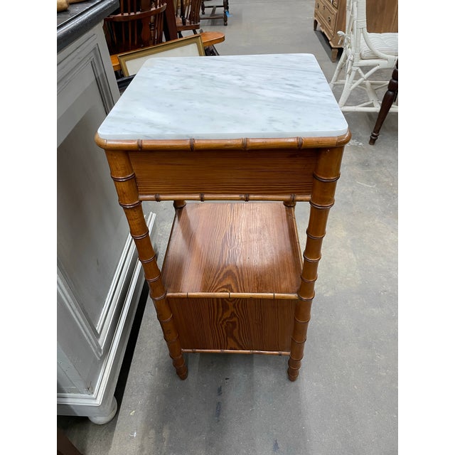 Antique French Faux Bamboo Side Table For Sale - Image 4 of 9