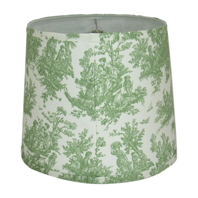 Traditional 10" Sage Toile Drum Lamp Shade For Sale - Image 3 of 4