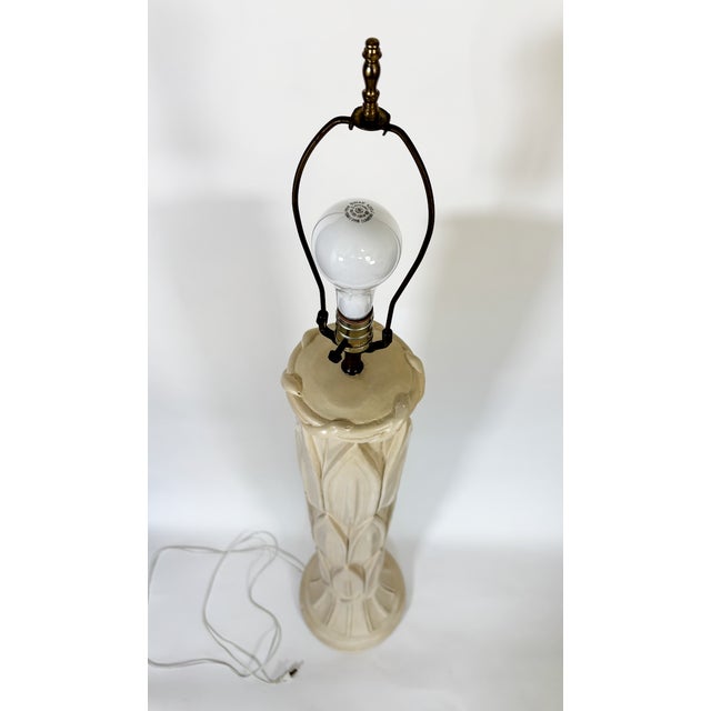 1980s 1980s Palm Beach Hollywood Regency Plaster Floor Lamp With Palm Leaf Motif For Sale - Image 5 of 12