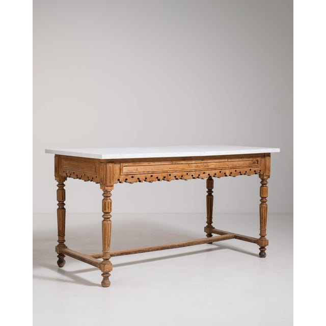 1900 - 1909 French Butcher's Table with Marble Top, Antique, France, Circa 1900 For Sale - Image 5 of 14
