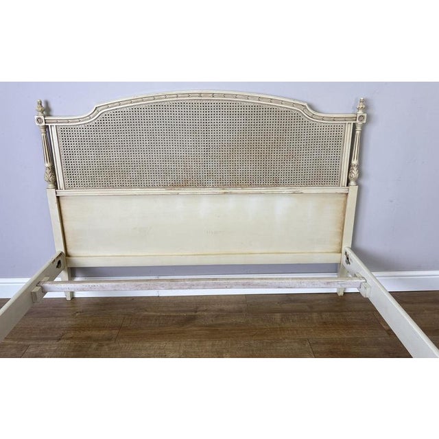 Vintage French King Size Bed Frame with Cane Panel and Carved Headboard For Sale - Image 5 of 12