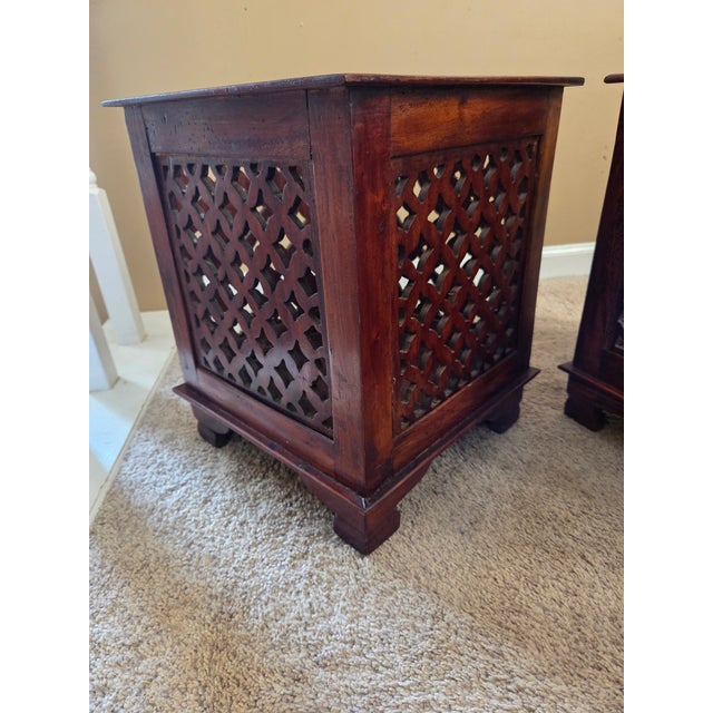 Vintage Classic Weathered Teak Planters - A Pair For Sale - Image 11 of 16