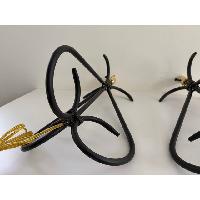 Pair of Vintage Wrought Iron Scroll Table Lamps, 20" For Sale - Image 10 of 15